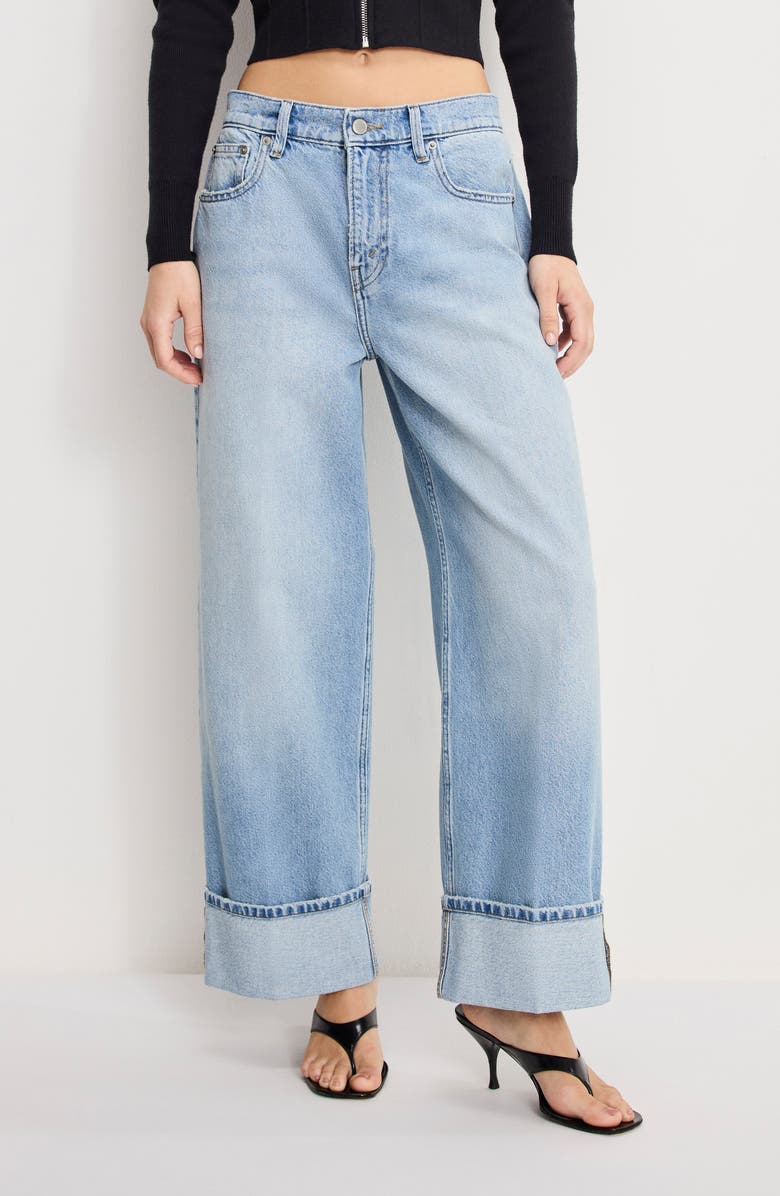Good American Good Standard High Waist Cuffed Hem Baggy Jeans, Alternate, color,