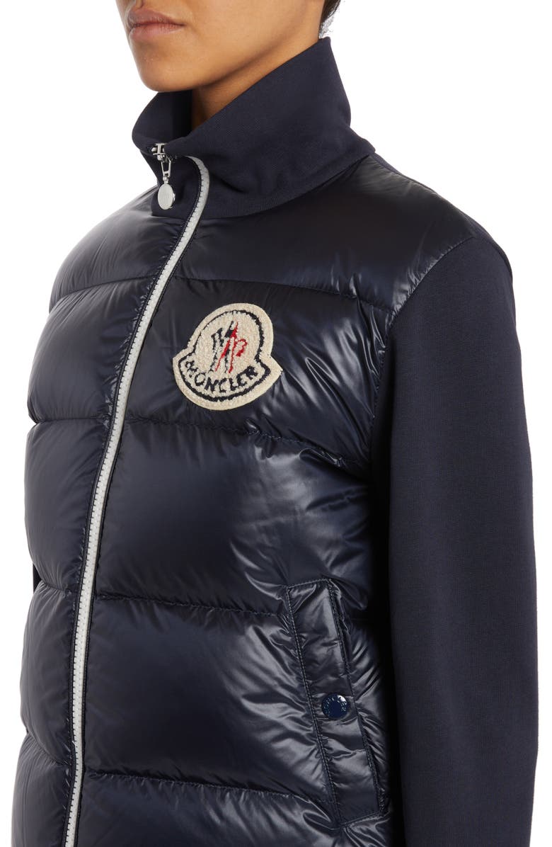 Moncler Quilted Down & Knit Cardigan, Alternate, color,