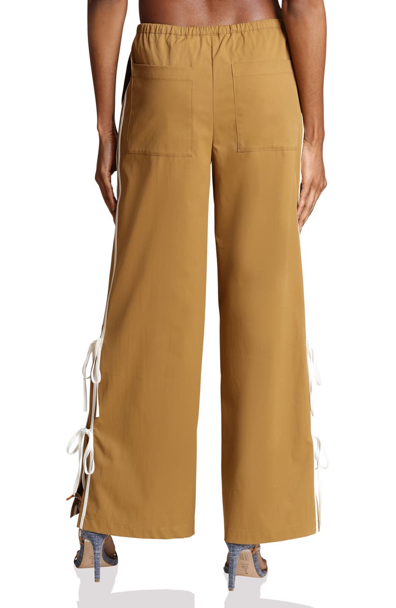 Avec Les Filles Side Tie Wide Leg Pants, Alternate, color, Ochre/ White Stripe