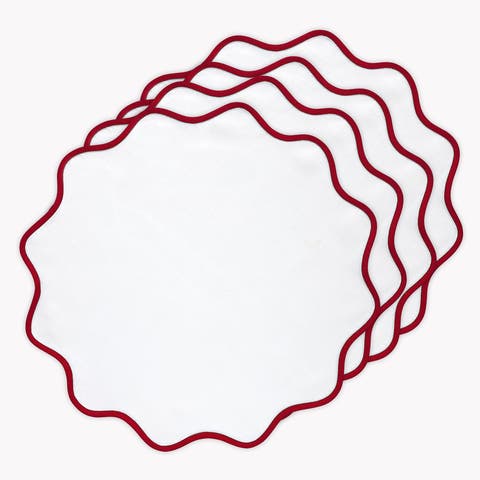 Linen Round Placemats - Giselle Scallop Edge, 16 Inch Round