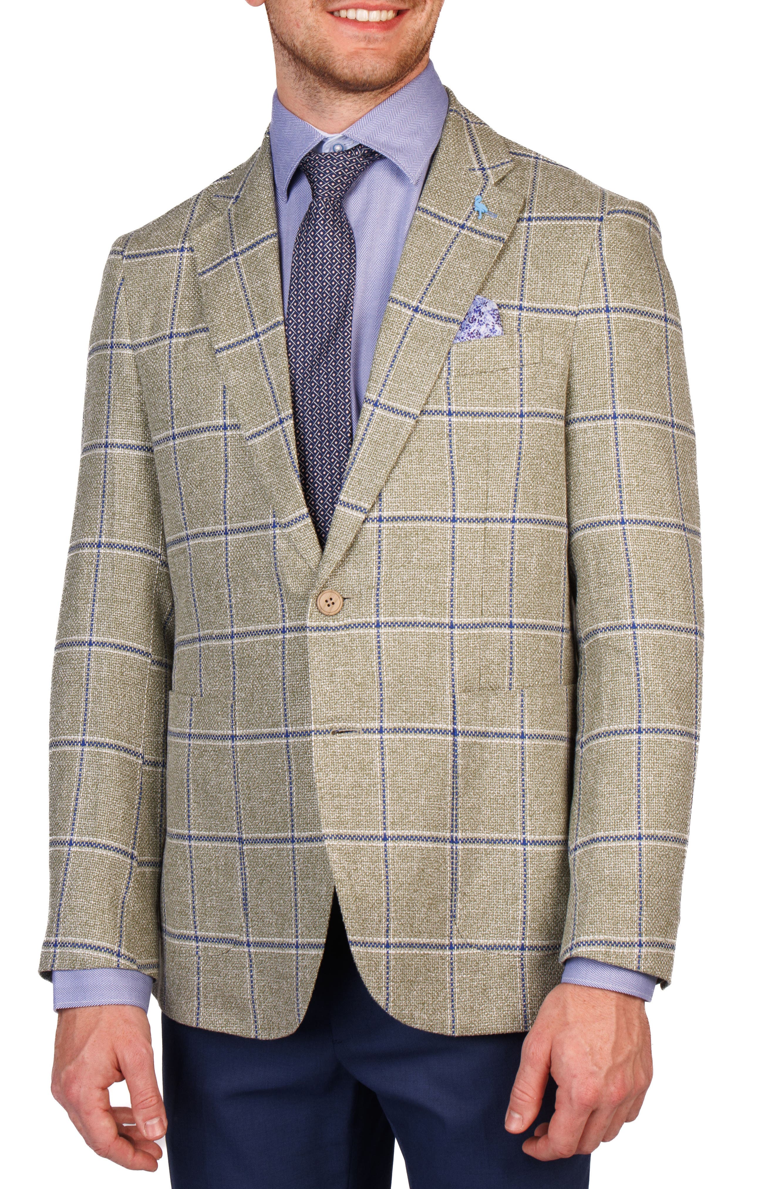 TailorByrd Textured Yarn Dyed Windowpane Sport Coat
