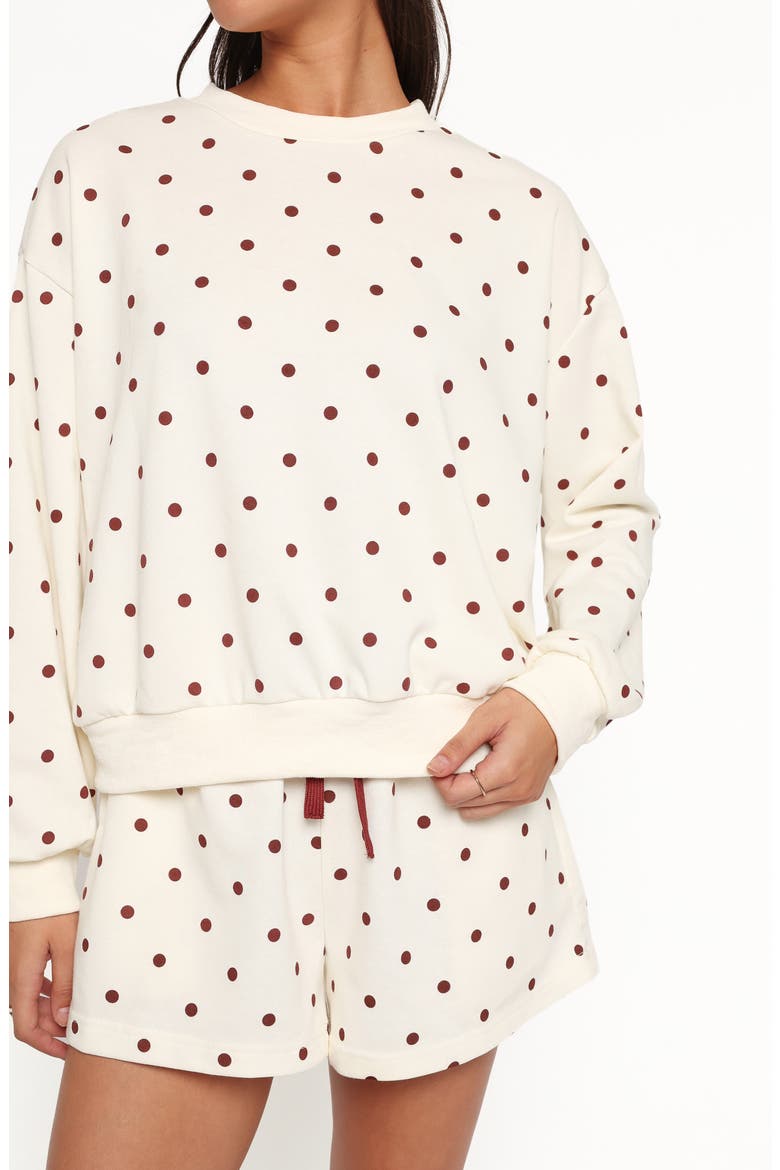 Novie Polka Dot Sweatshirt, Alternate, color, BROWN POLKA DOT