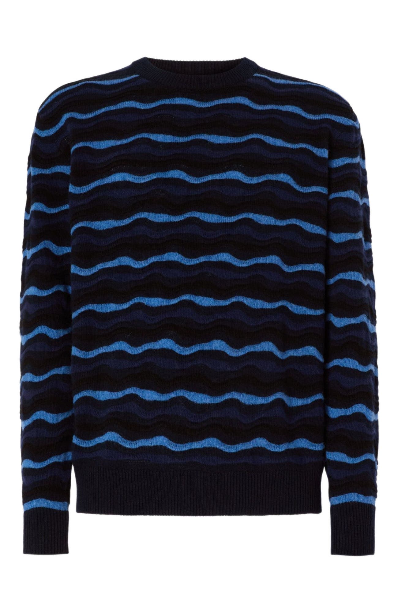 Crew Neck Sweater With Wave Pattern - image 2
