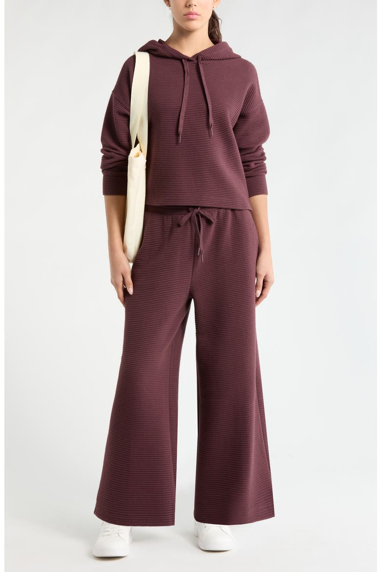Ottoman Cotton Blend Ribbed Hoodie, Alternate, color, BURGUNDY FUDGE