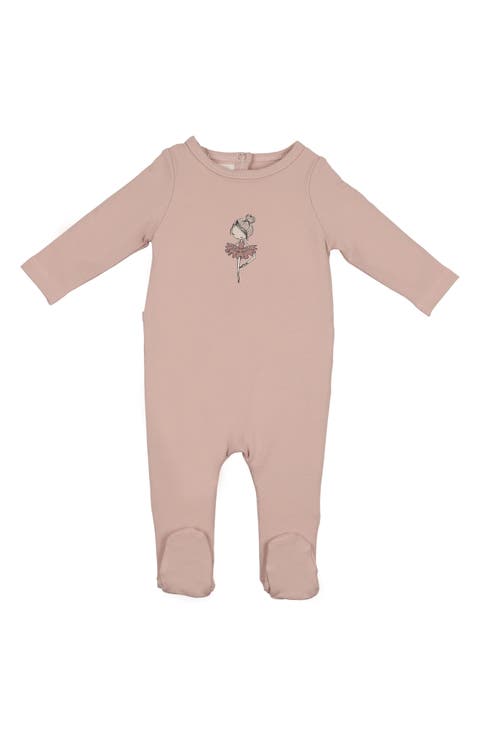 Ballerina Print Cotton Blend Footie (Baby)