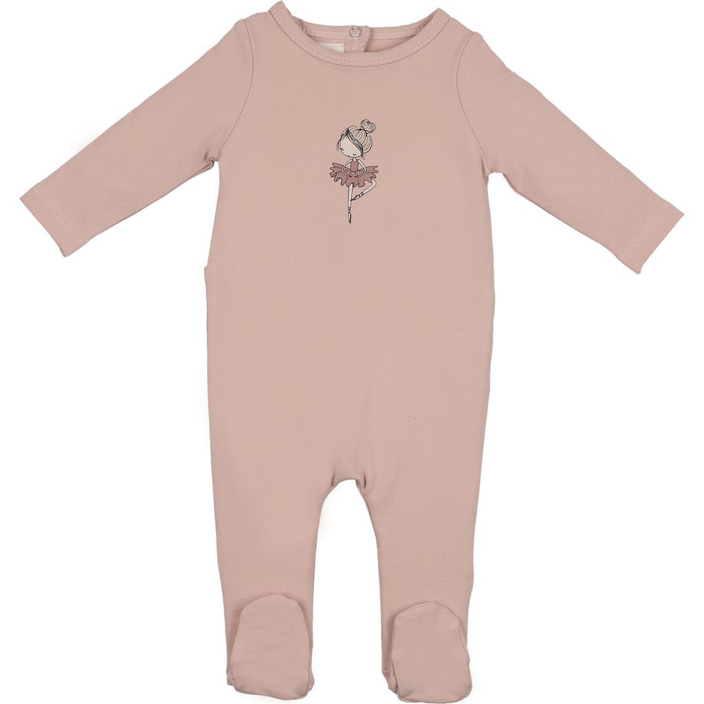 Maniere Manière Ballerina Print Cotton Blend Footie In Pink