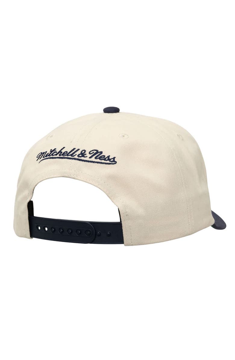 Mitchell & Ness Men's Mitchell & Ness Cream/Navy Dallas Mavericks Soul Festival Staggered Zag Pro Pinch Snapback Hat, Alternate, color, 