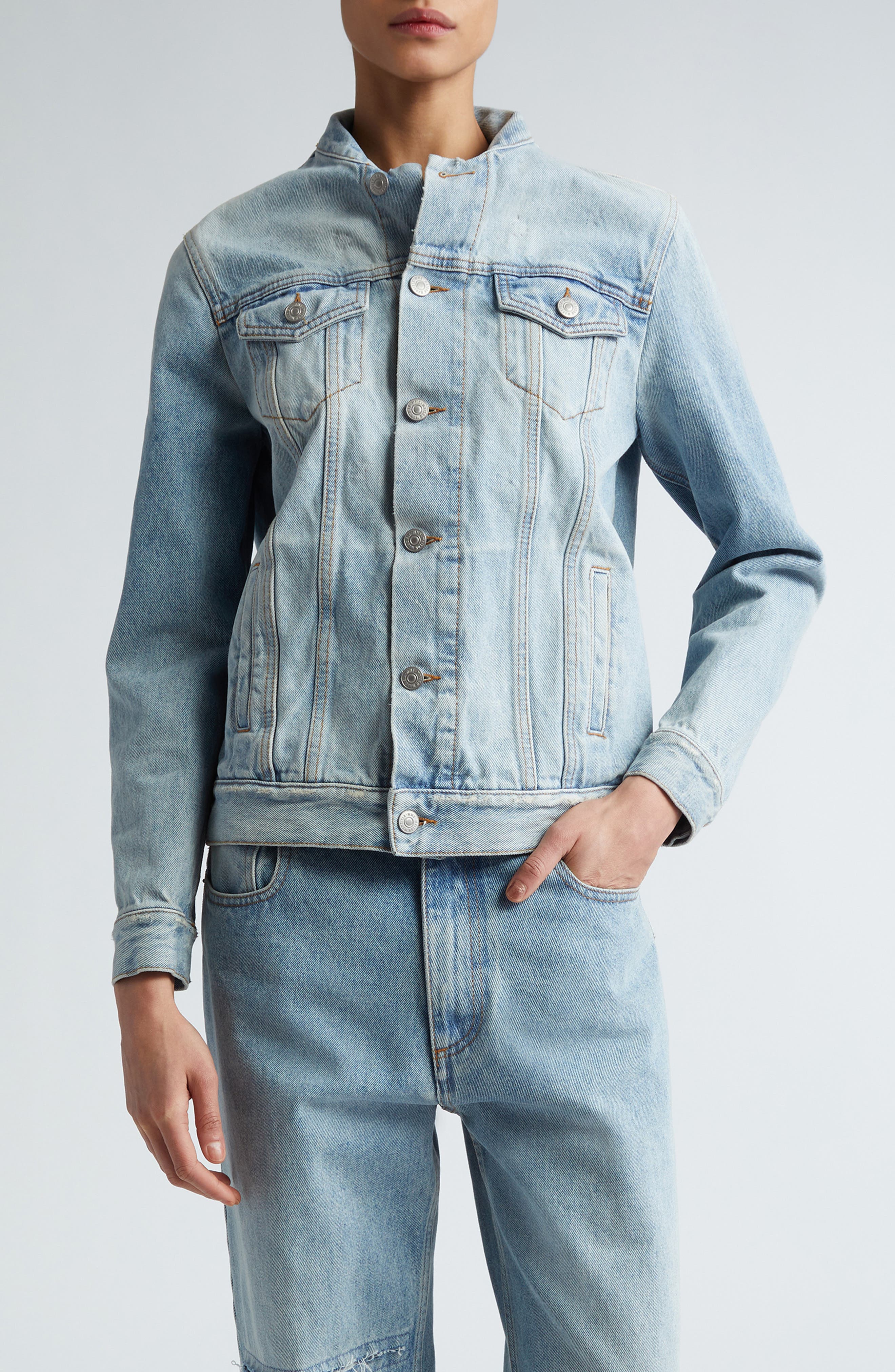 MM6 Maison Margiela Blade Collar Denim Trucker Jacket (Women ...