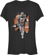 Star Wars: The Mandalorian and Grogu Junior's Star Wars The Mandalorian and Grogu Artistic Mando And The Child Pose  Graphic T-Shirt