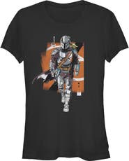Star Wars: The Mandalorian and Grogu Junior's Star Wars The Mandalorian and Grogu Artistic Mando And The Child Pose  Graphic T-Shirt