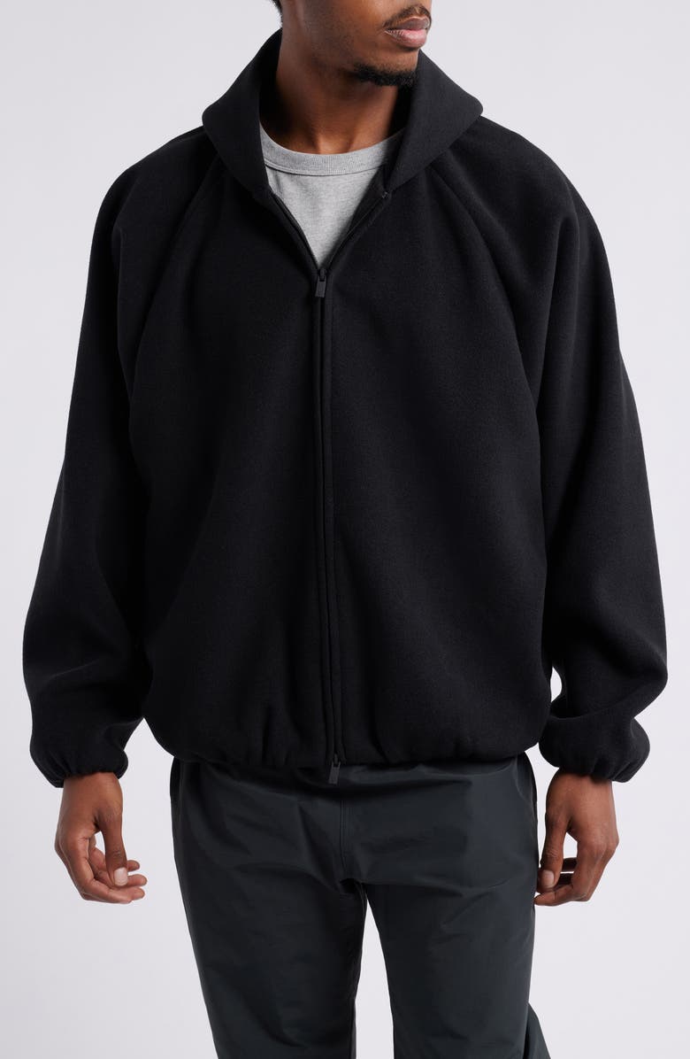 Fear of God Essentials Hooded Brushed Flecce Bomber Jacket, Alternate, color, 