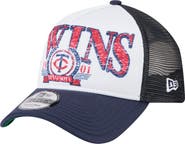 New Era Men's New Era White/Navy Minnesota Twins Distressed 9FORTY A-Frame Adjustable Trucker Hat