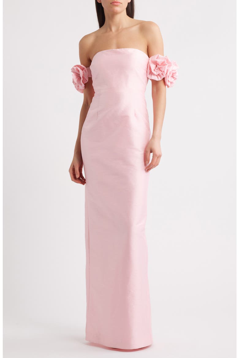 Azi Off the Shoulder Column Gown, Main, color, ROSESHADOW