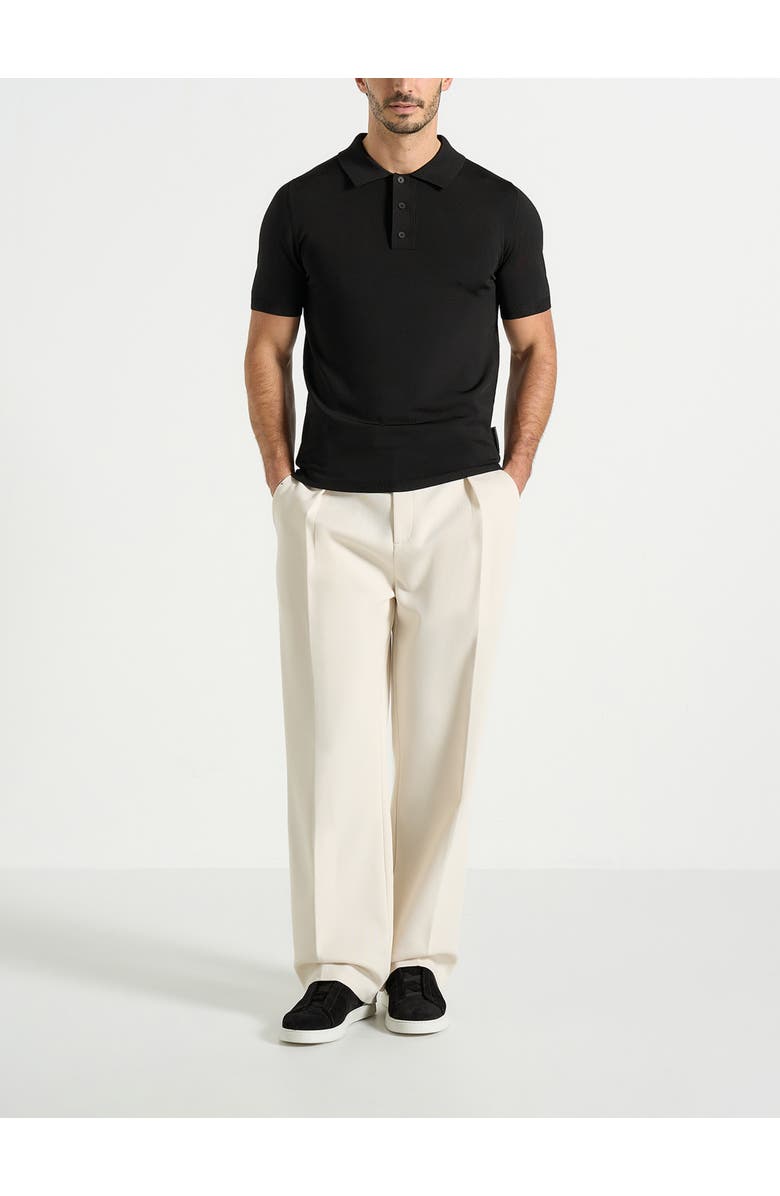 Manière De Voir Bryn Luxe Knitted Polo Top, Alternate, color, Black