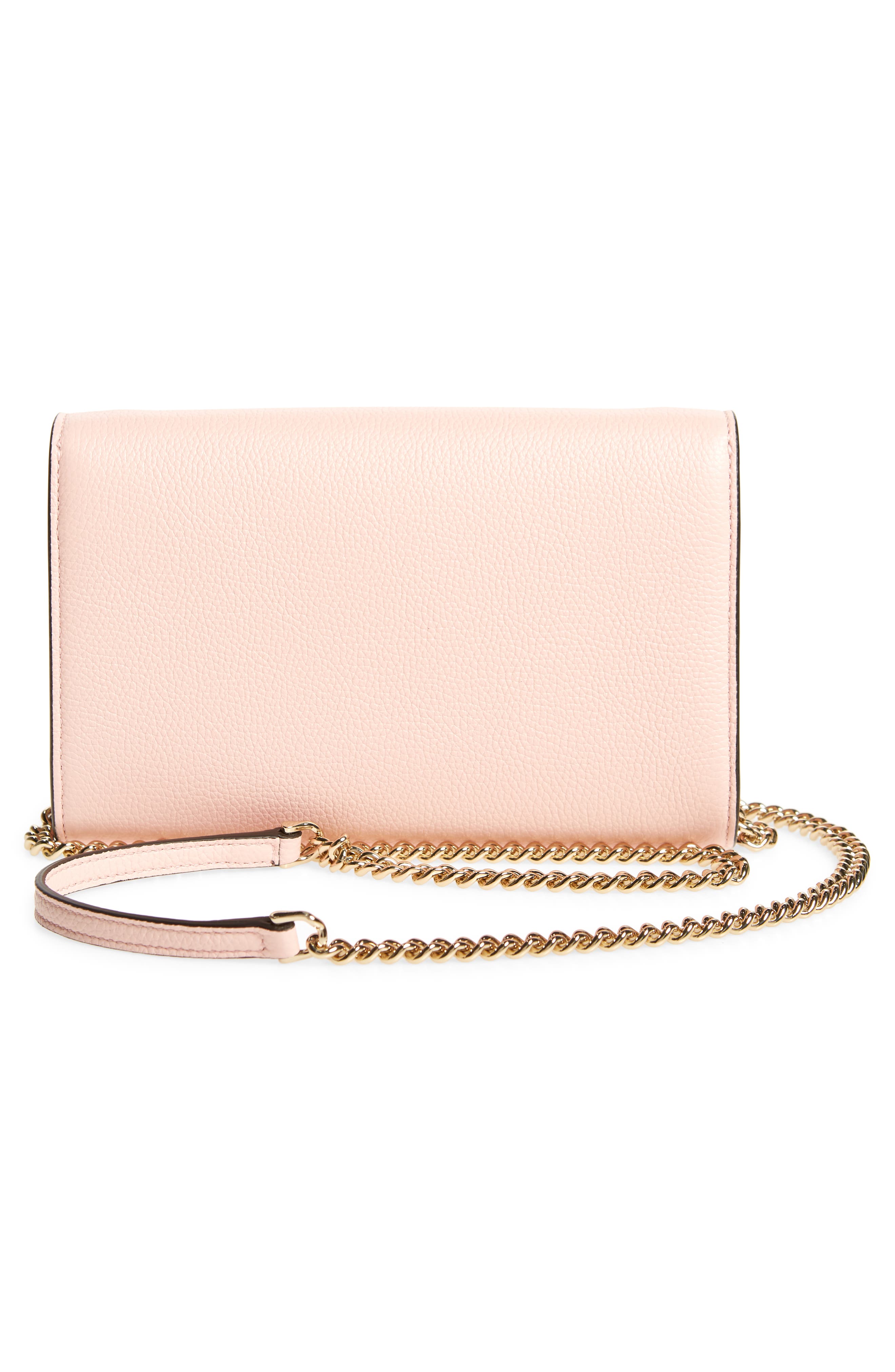 Salvatore Ferragamo The Studio Grainy Leather Wallet on a Chain, Alternate, color, NYLUND PINK