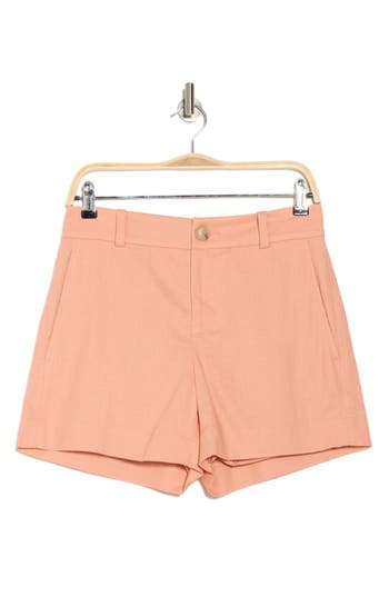 Vince Casual Linen Blend Shorts In Dk Apricot Clay