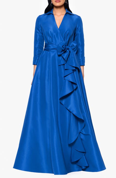 Ruffle Detail Taffeta Gown (Plus)