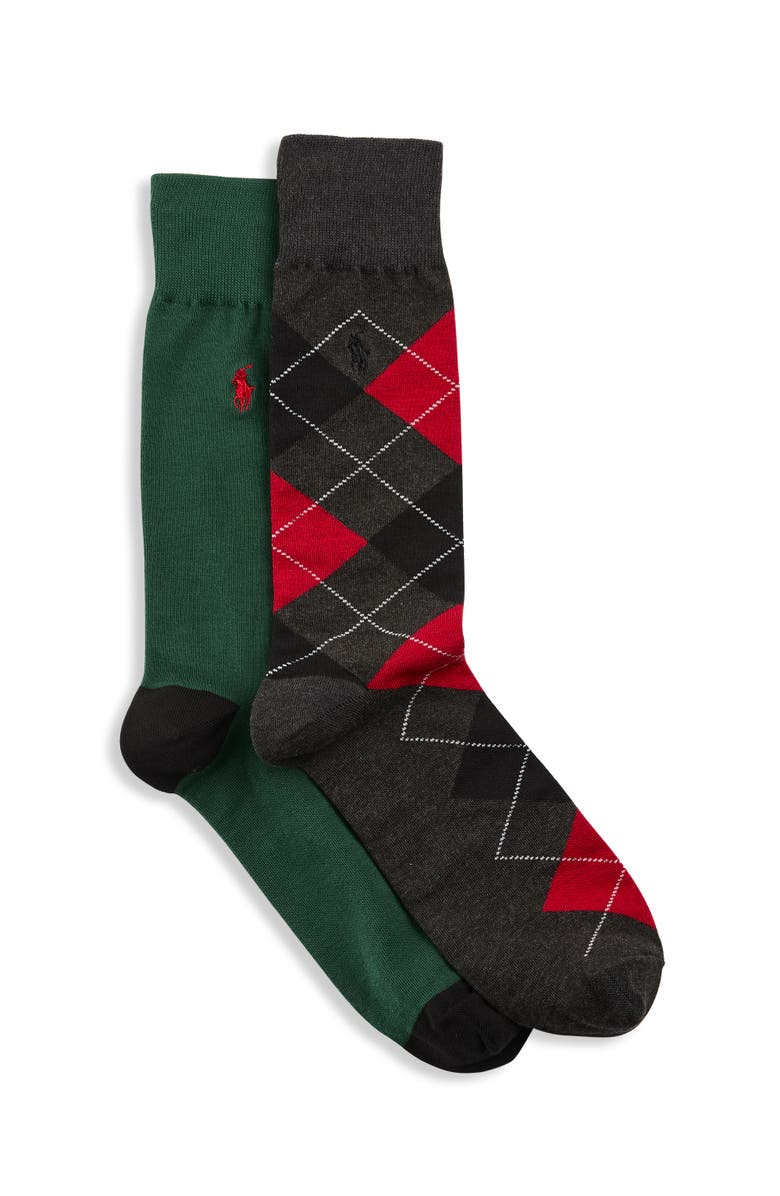 Polo Ralph Lauren Big & Tall 2-pk Argyle Crew Socks, Main, color, Multi