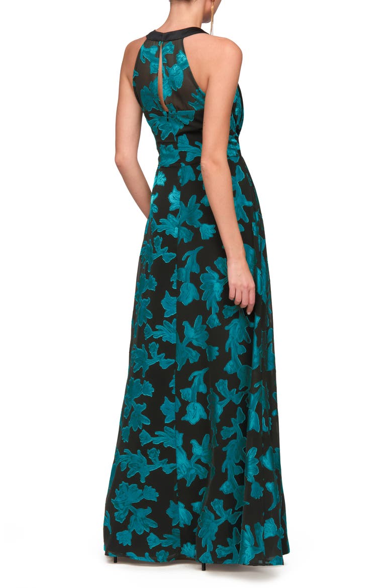 Melba Cowl Neck Chiffon Gown, Alternate, color, BLACK/ SEA
