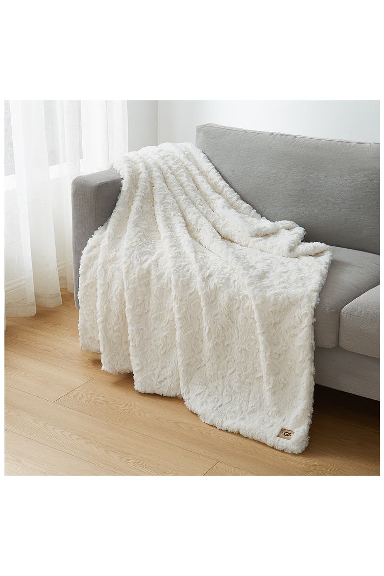 Adalee Faux Fur Throw Blanket, Alternate, color, NATURAL