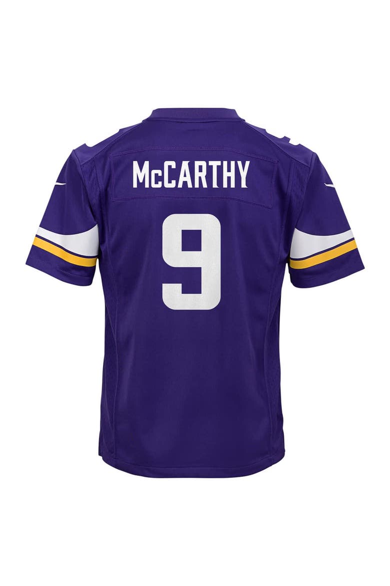 Youth Nike J.J. McCarthy Purple Minnesota Vikings Team Player Game Jersey, Alternate, color, Purple