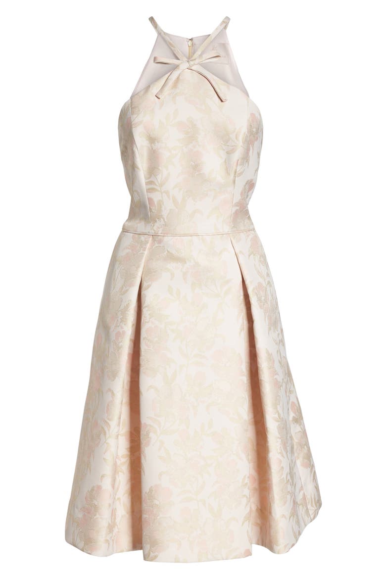 Evelyn Sea Holly Jacquard Halter Dress, Alternate, color, BLUSH COMBO