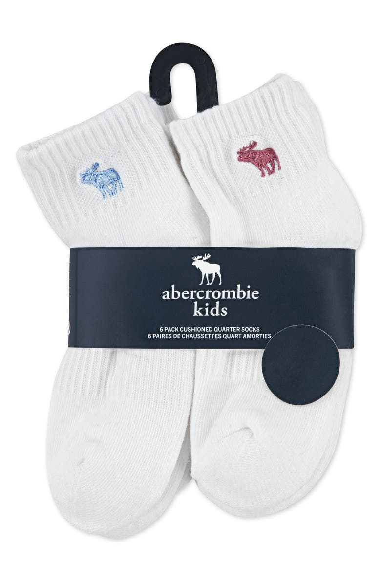 abercrombie kids Kids' Assorted 6-Pack Ankle Socks, Alternate, color, Skyway