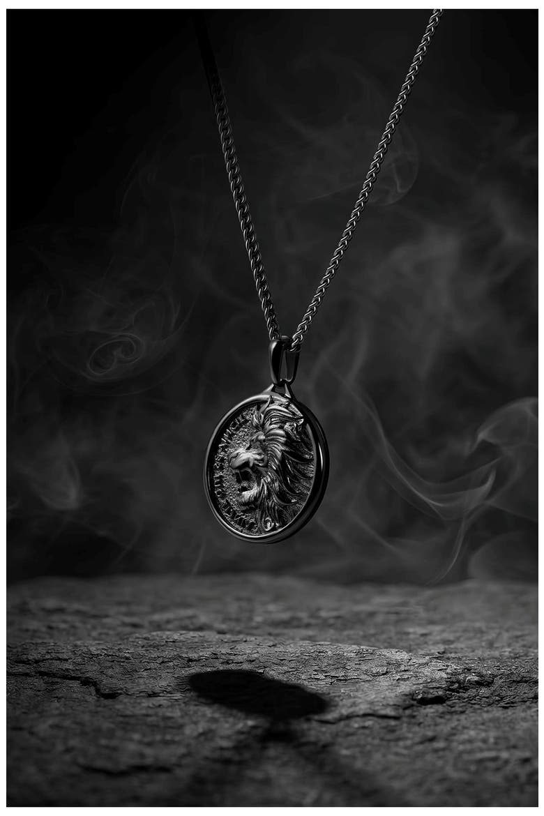Lion Pendant Necklace, Alternate, color, BLACK