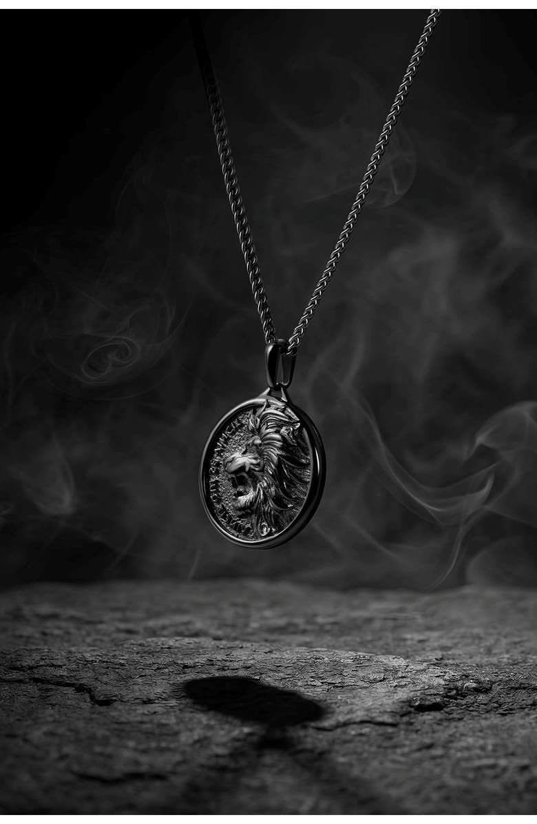Vincero Lion Pendant Necklace, Alternate, color, Black