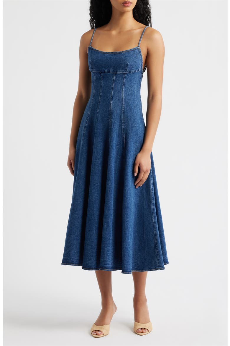 Denim Babydoll Dress, Main, color, INDIGO DENIM