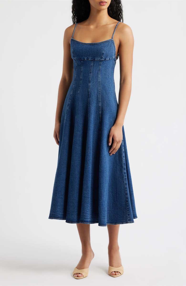 FREEMARKET Denim Babydoll Dress, Main, color, Indigo Denim