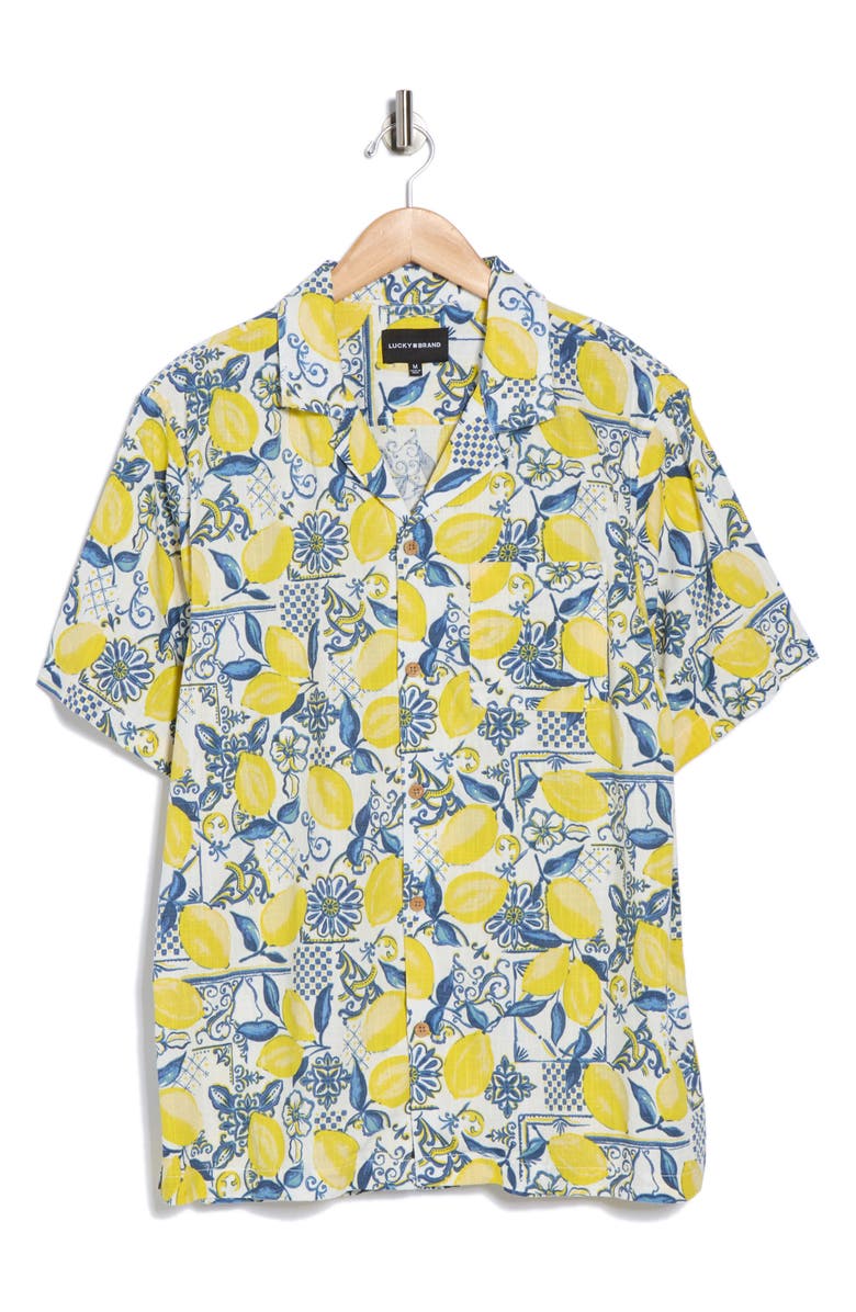 Lucky Brand Slubbed Camp Shirt, Alternate, color, Yellow Floral Print Mix