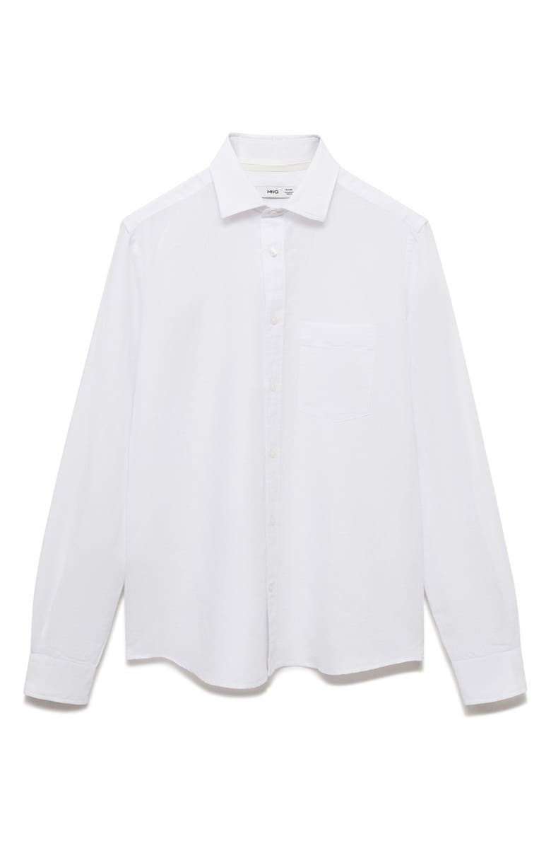 MANGO Classic Fit Linen & Cotton Button-Up Shirt, Alternate, color, White