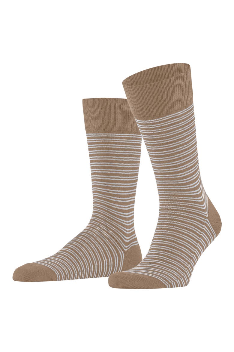 Family Stripe Cotton Blend Dress Socks, Alternate, color, CAMEL
