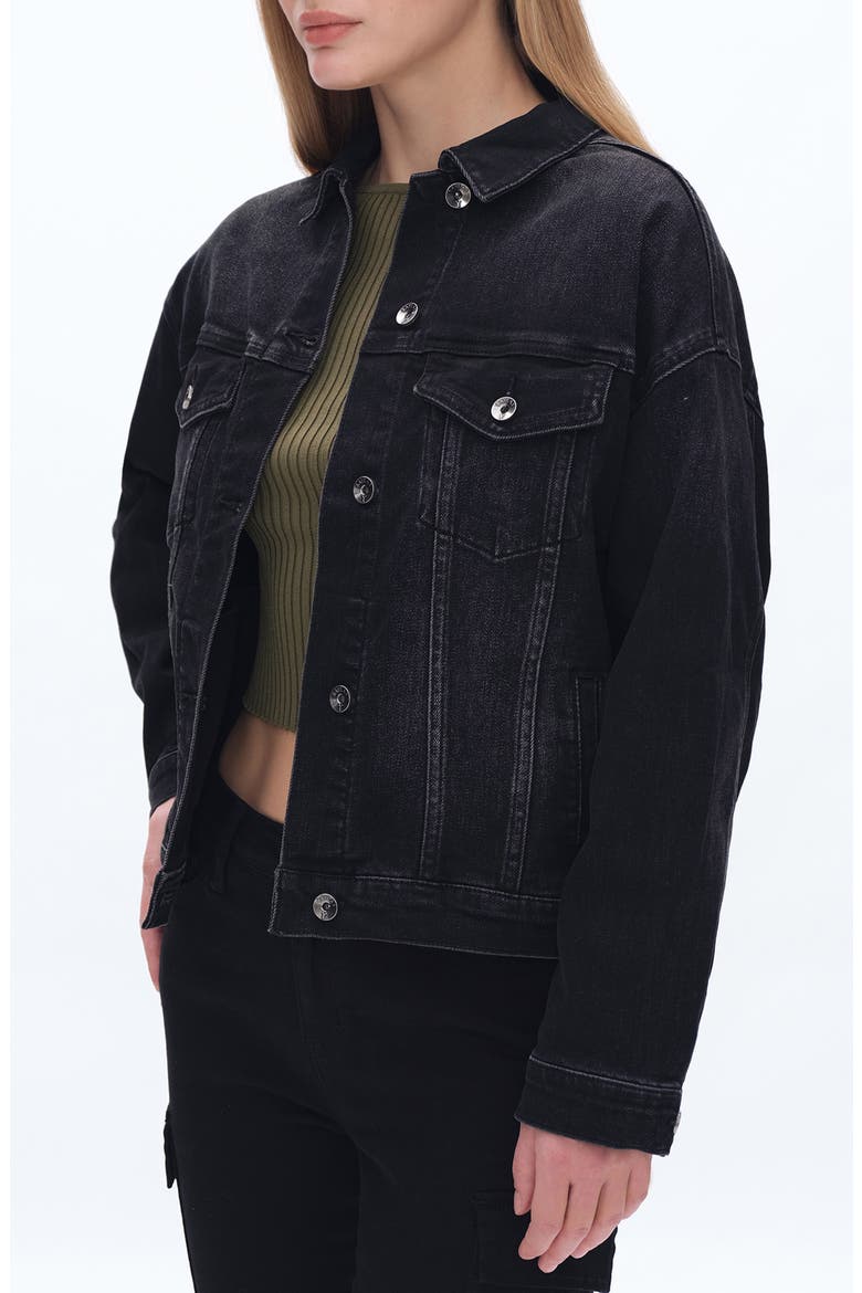 Oversize Denim Jacket, Alternate, color, BLACK