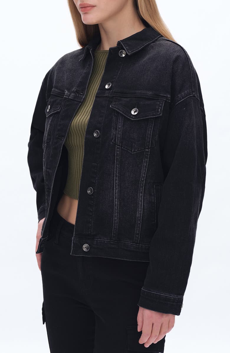 Bayeas Oversize Denim Jacket, Alternate, color, Black