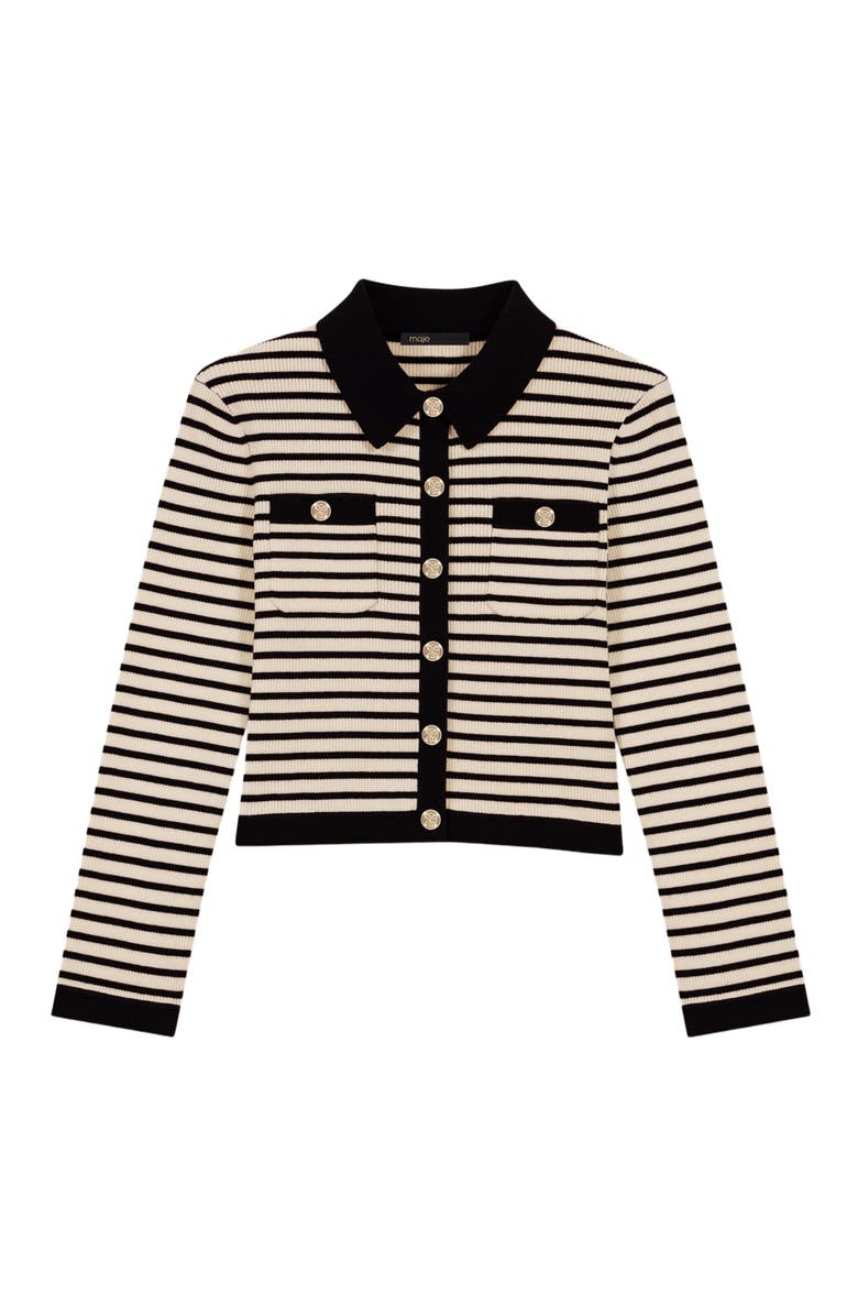 maje Cropped rib knit cardigan, Alternate, color,