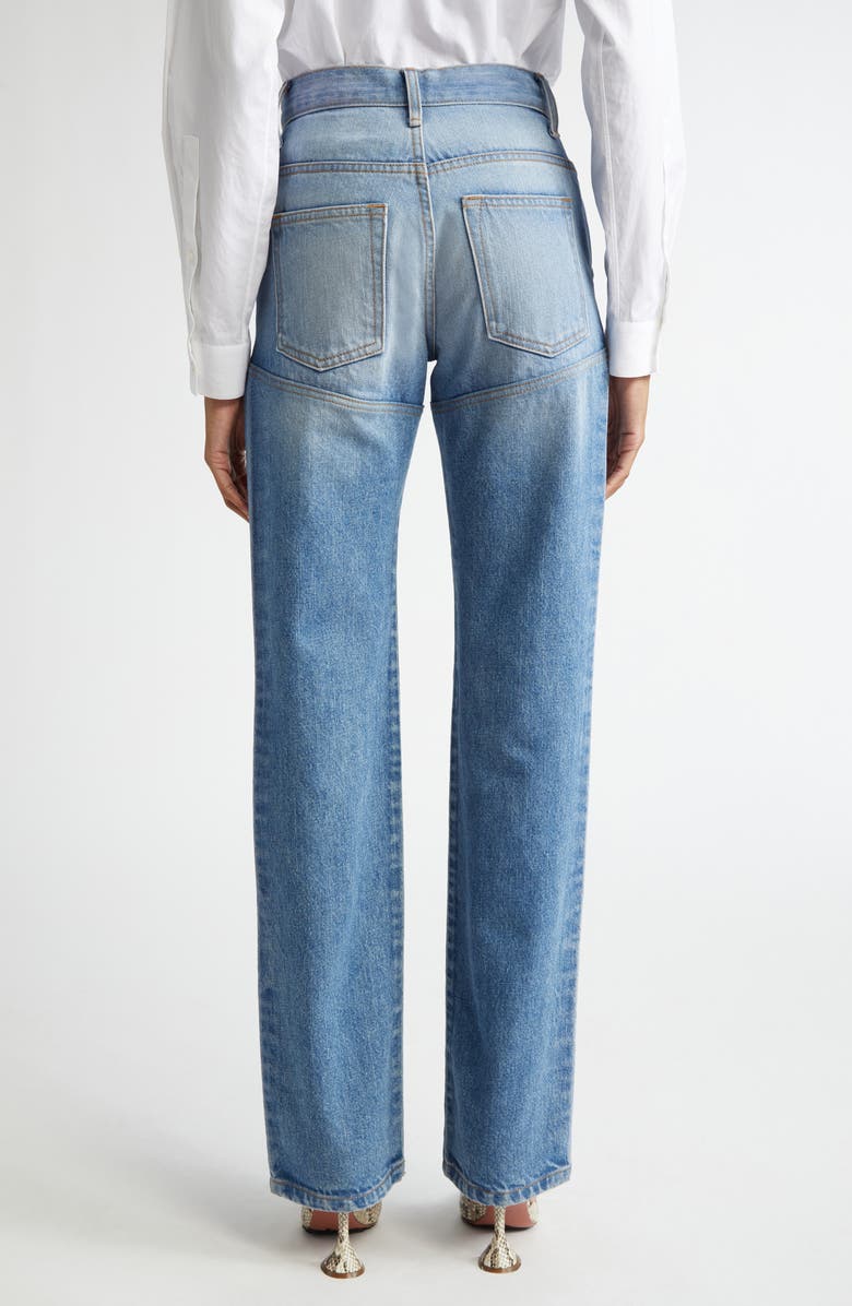 Brandon Maxwell The Wyatt Two Tone High Waist Straight Leg Jeans, Alternate, color, 