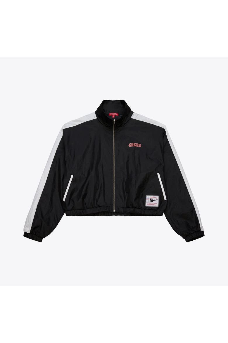 Women's Mitchell & Ness Black San Francisco 49ers Nylon Cropped Full-Zip Jacket, Alternate, color, Black