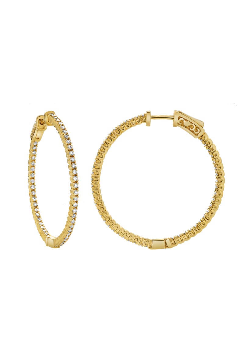 Mericius 14K Yellow Gold Diamond HoopEarrings - 1.01 Cts, Main, color, 14K Yellow Gold