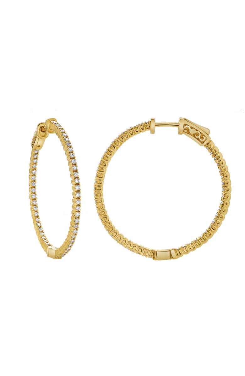 LuvMyJewelry Mericius 14K Yellow Gold Diamond HoopEarrings - 1.01 Cts, Main, color, 14K Yellow Gold