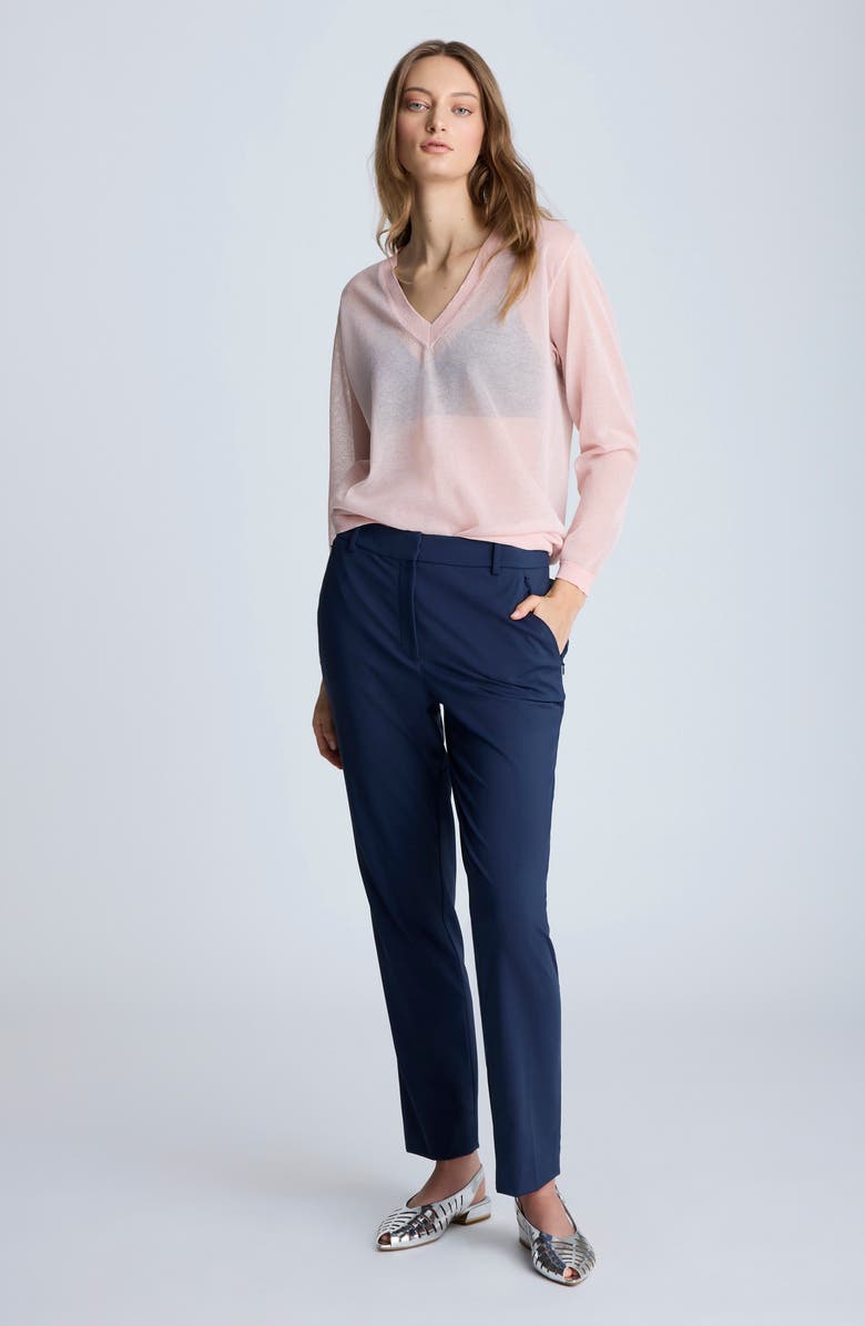 Kenneth Cole Athletic Stretch Flat Front Pants, Alternate, color, Dark Navy