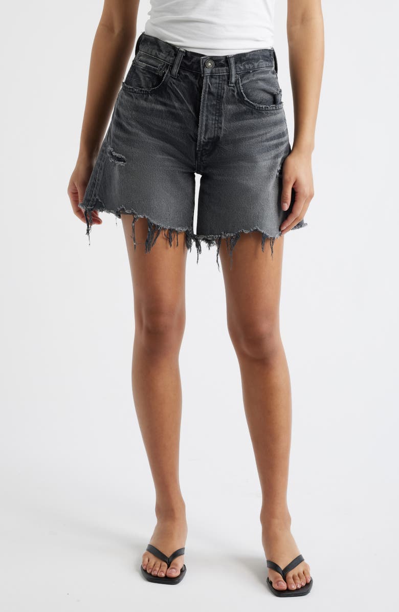 MOUSSY VINTAGE Shirley High Waist Cutoff Denim Shorts, Main, color, Black