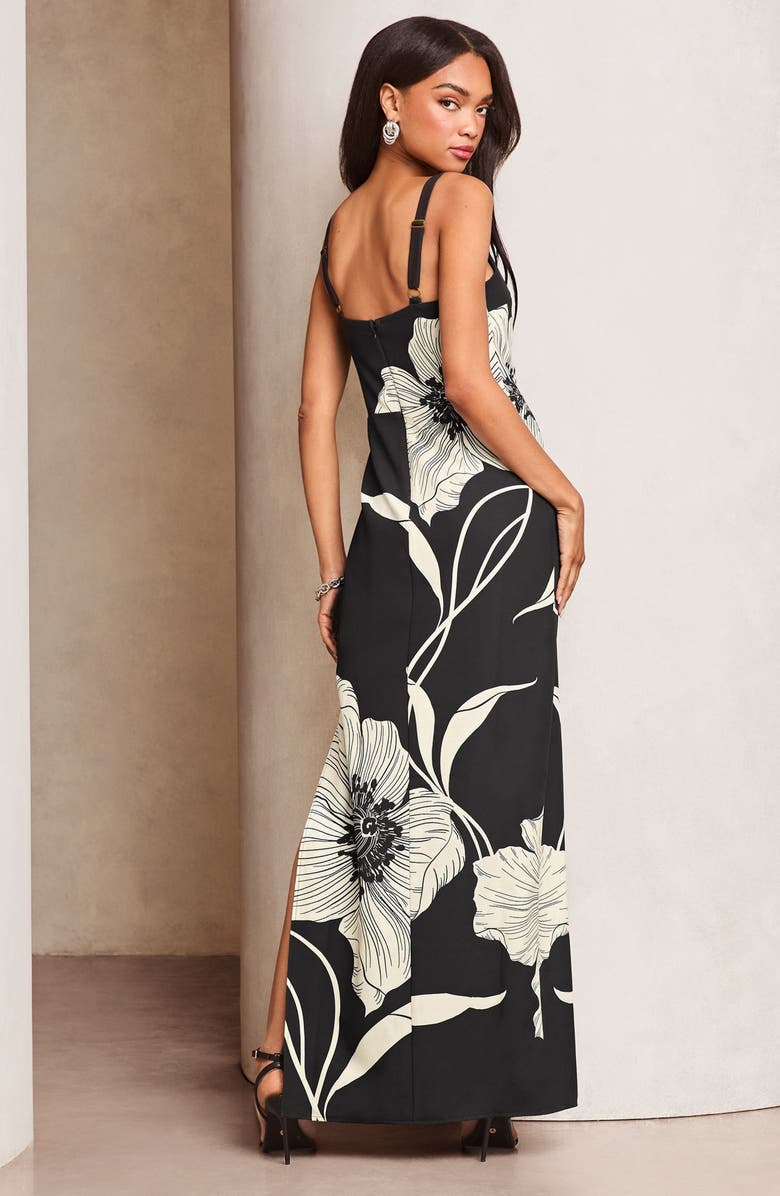 Lipsy Floral Maxi Dress, Alternate, color, Black