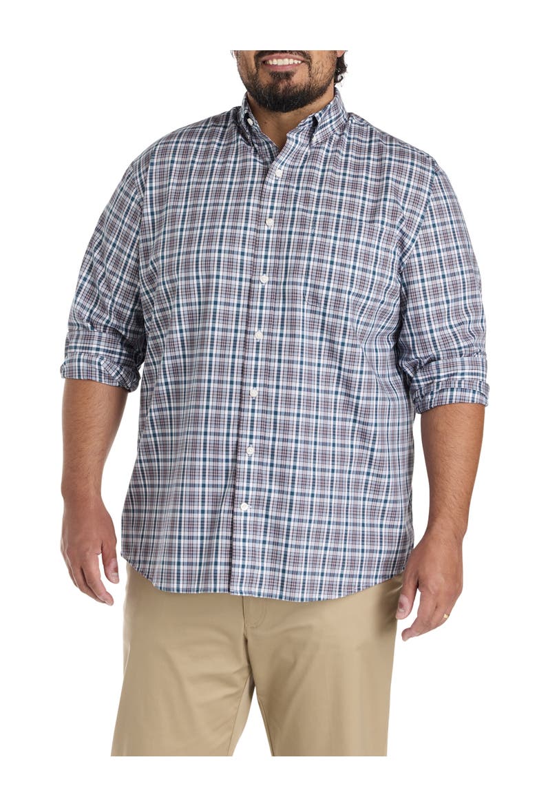 Big & Tall Plaid Sport Shirt, Main, color, BLUE