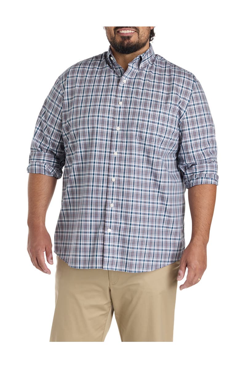 Oak Hill by DXL Big & Tall Plaid Sport Shirt, Main, color, Blue