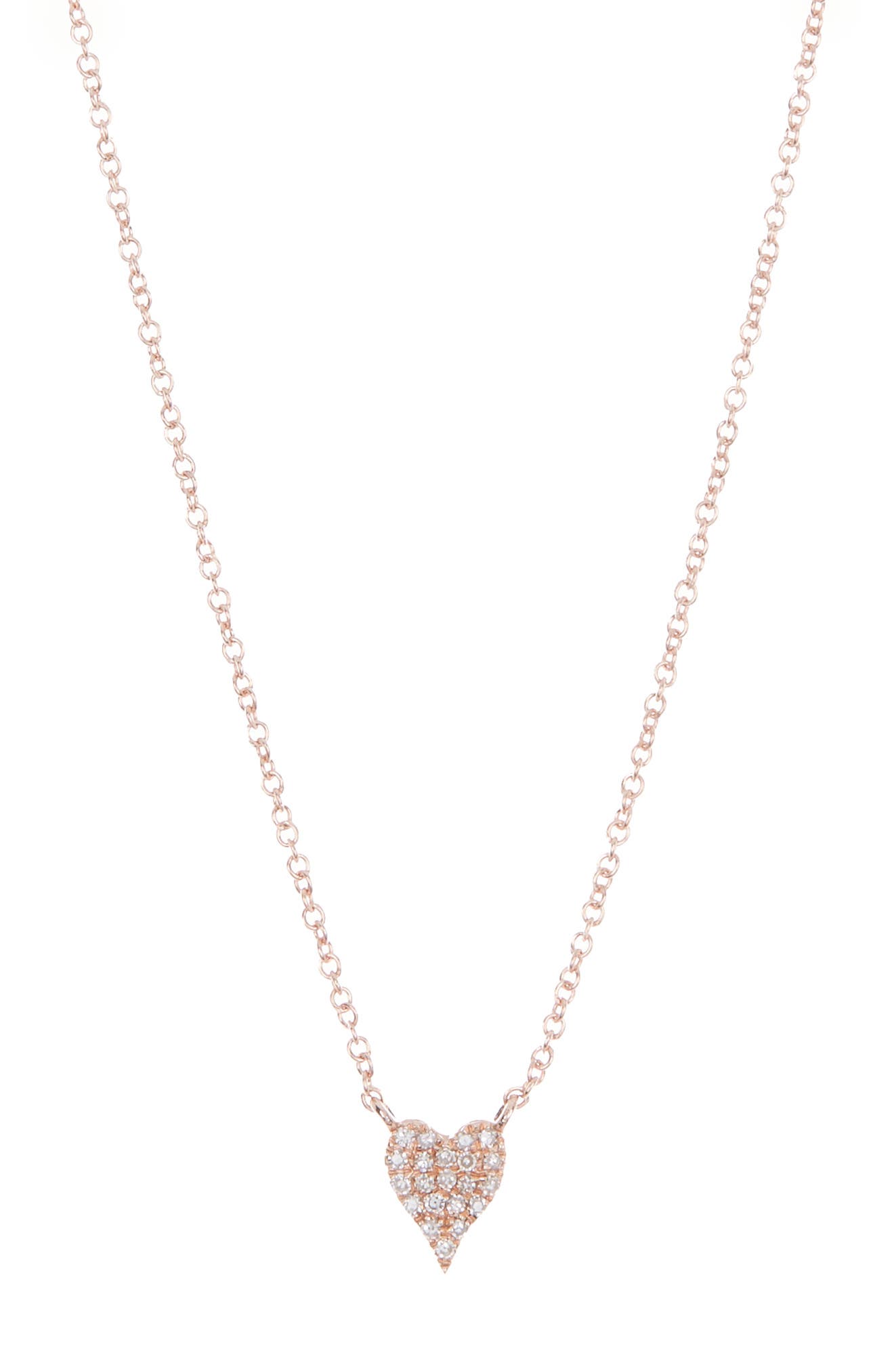 14K Gold Pave Diamond Heart Pendant Necklace - 0.05 ctw