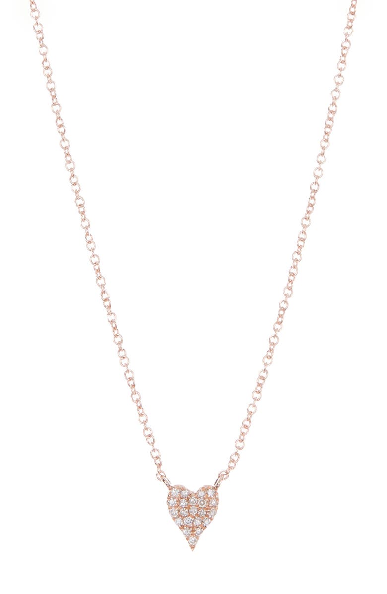 RON HAMI 14K Gold Pave Diamond Heart Pendant Necklace - 0.05 ctw, Main, color, Rose Gold/Diamond