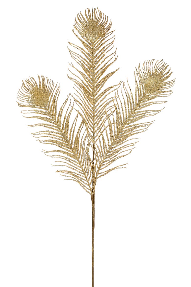 Peacock Feather Spray, Set of 12, Main, color, Shimmering Gold
