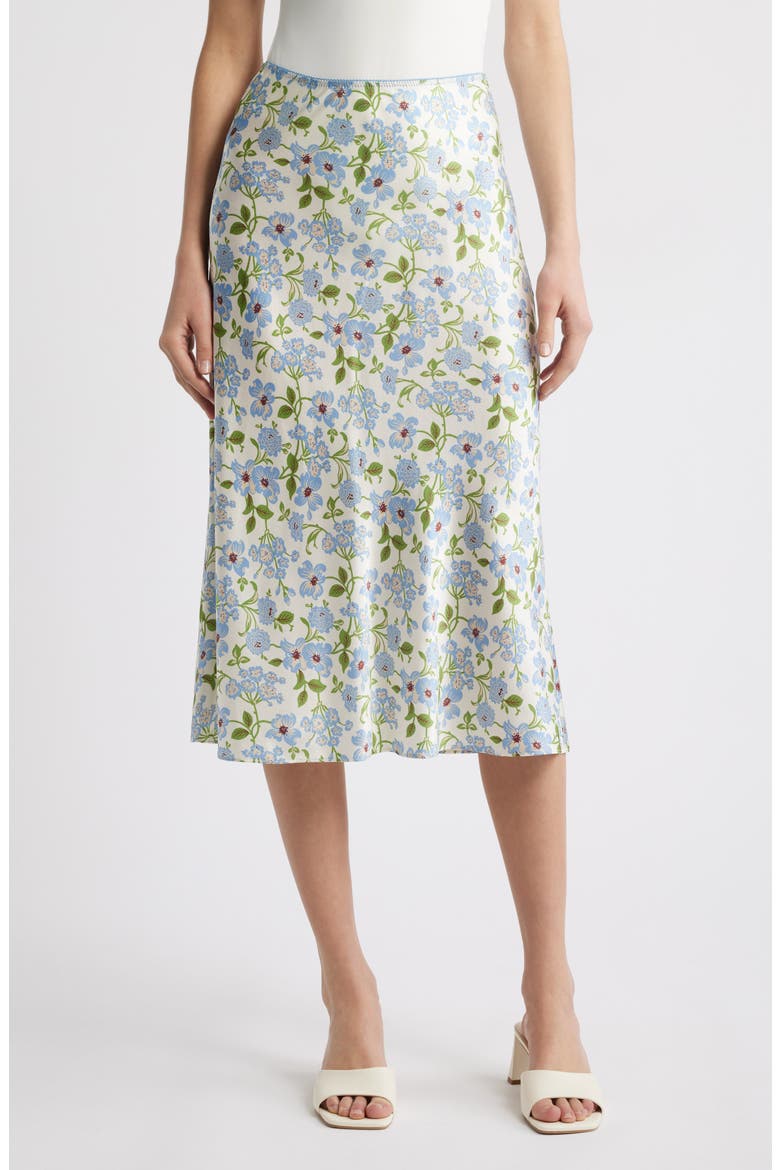 Elowena Silk Skirt, Main, color, IVORY STRAWBERRY MOON FLORAL